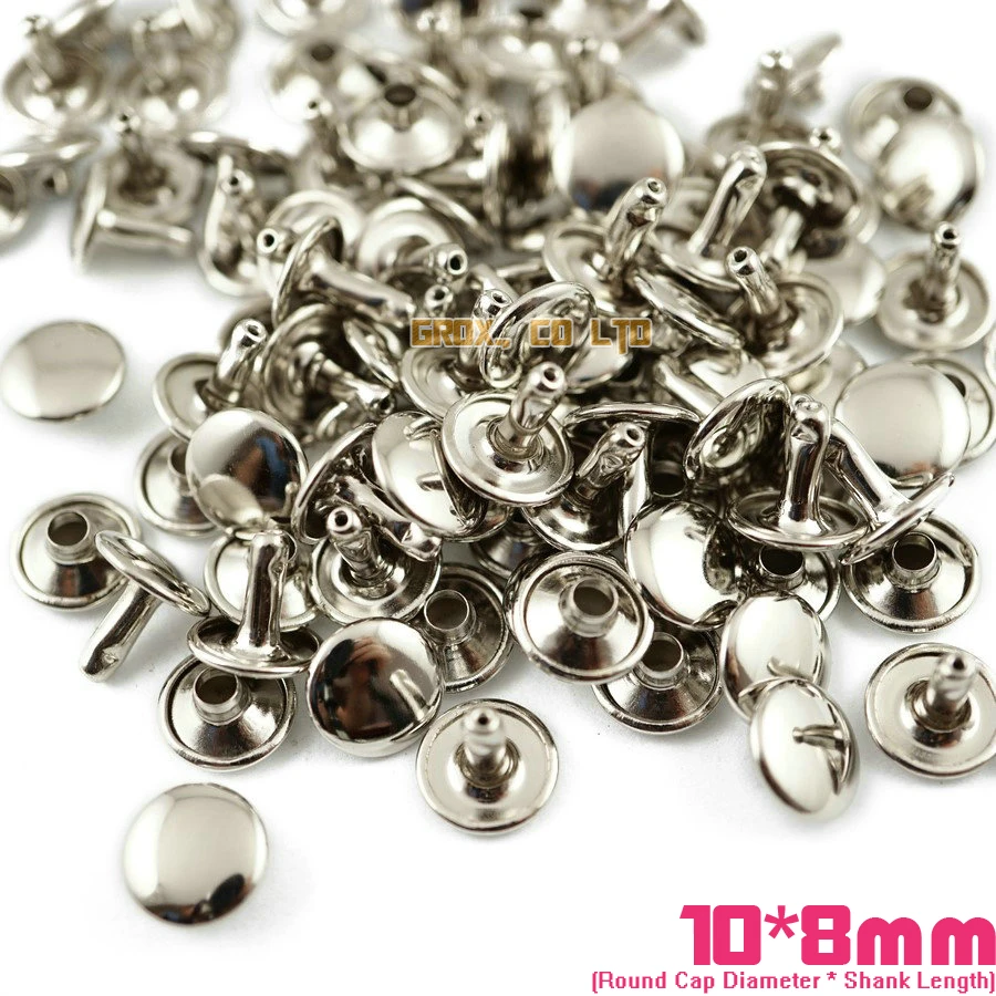 

450 set 10*8mm Silver Double Cap Round Rapid Rivet Punk Rock Leathercraft Rivet