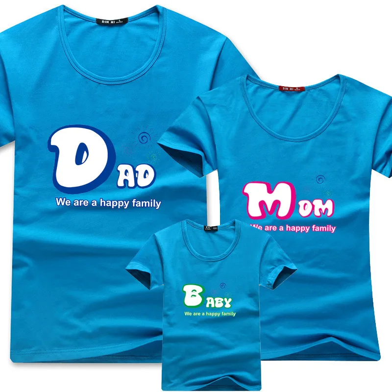 AD/Семейные футболки качественная хлопковая летняя стильная Одинаковая одежда для мамы, папы и ребенка одежда для мамы и меня футболки для пары для родителей и детей