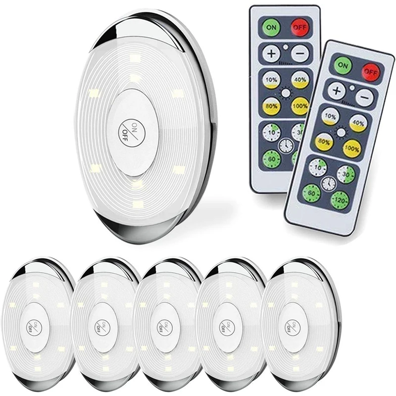 LED Puck Lights with 2 Remote Control Battery Powered Lights Wireless Under Cabinet Lighting 9 Pack Stick On Lights Under Counter Lighting