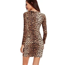 [XPY]Women Dress Casual Long Sleeve Sexy V Collar Summer Dress Sheath Bracelet Leopard Print Mini Sexy Dress