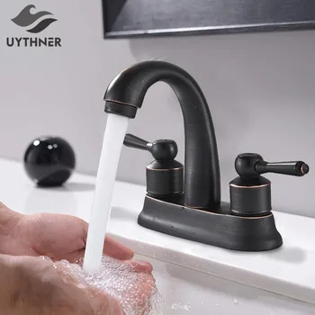 

Uythner Basin Faucets Deck Mounted Bathroom Faucet Single handle Sink Mixer Hot And Cold Water Crane Tap Vanity Faucet Mixer