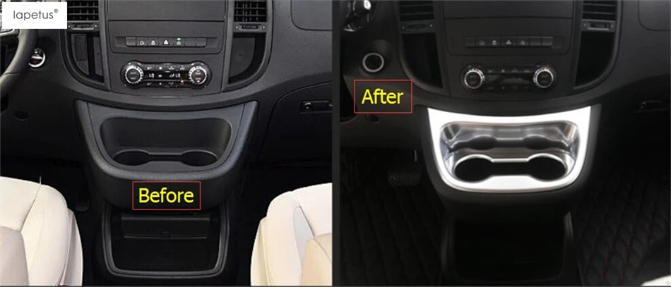 

Lapetus Accessories For Mercedes-Benz Vito W447 2014 2015 2016 2017 Console Central Front Water Cup Holder Cover Kit Trim 1 Pcs