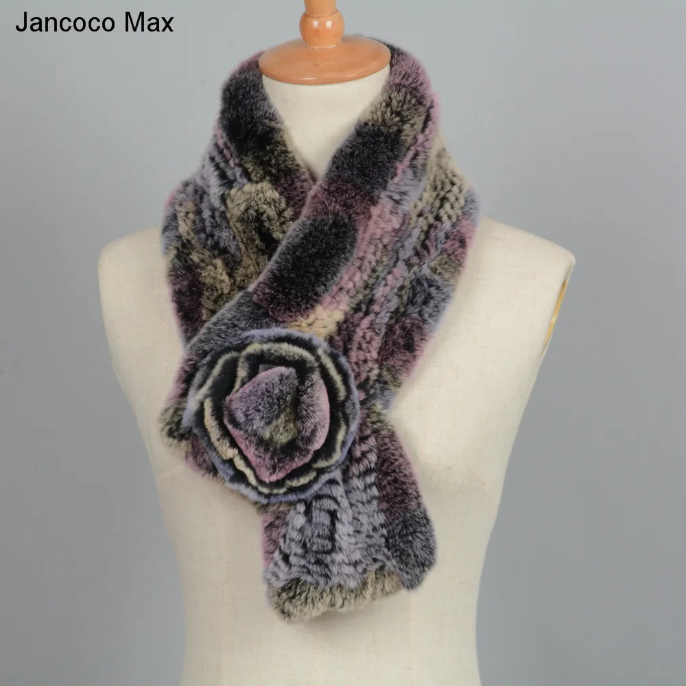 Jancoco Max женский Настоящий мех кролика шарф модный стиль цветочные украшения шали Зима Глушитель Новое поступление S7094