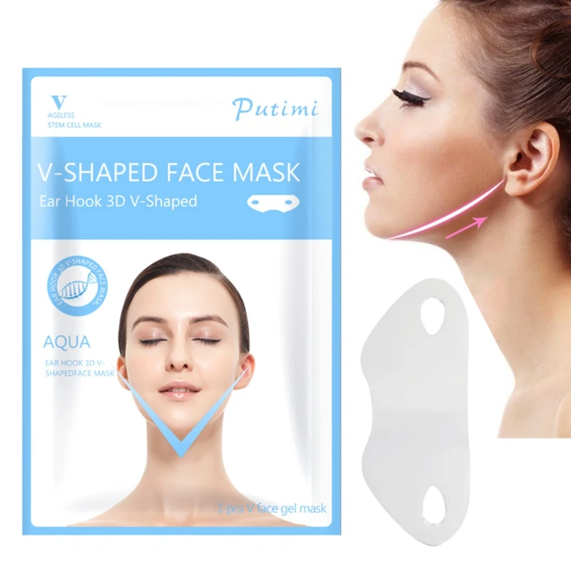 V Face Lift-up укрепляющая гелевая маска с двойным подвесным ухом V shape Face подбородочная маска Slim Lift Face маска-тренажер для контура лица