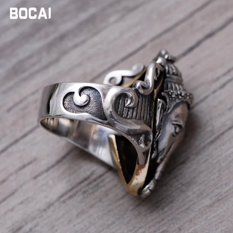 Moneda De Plata Anillo Hombre Plata Pelo Elefante King Collection