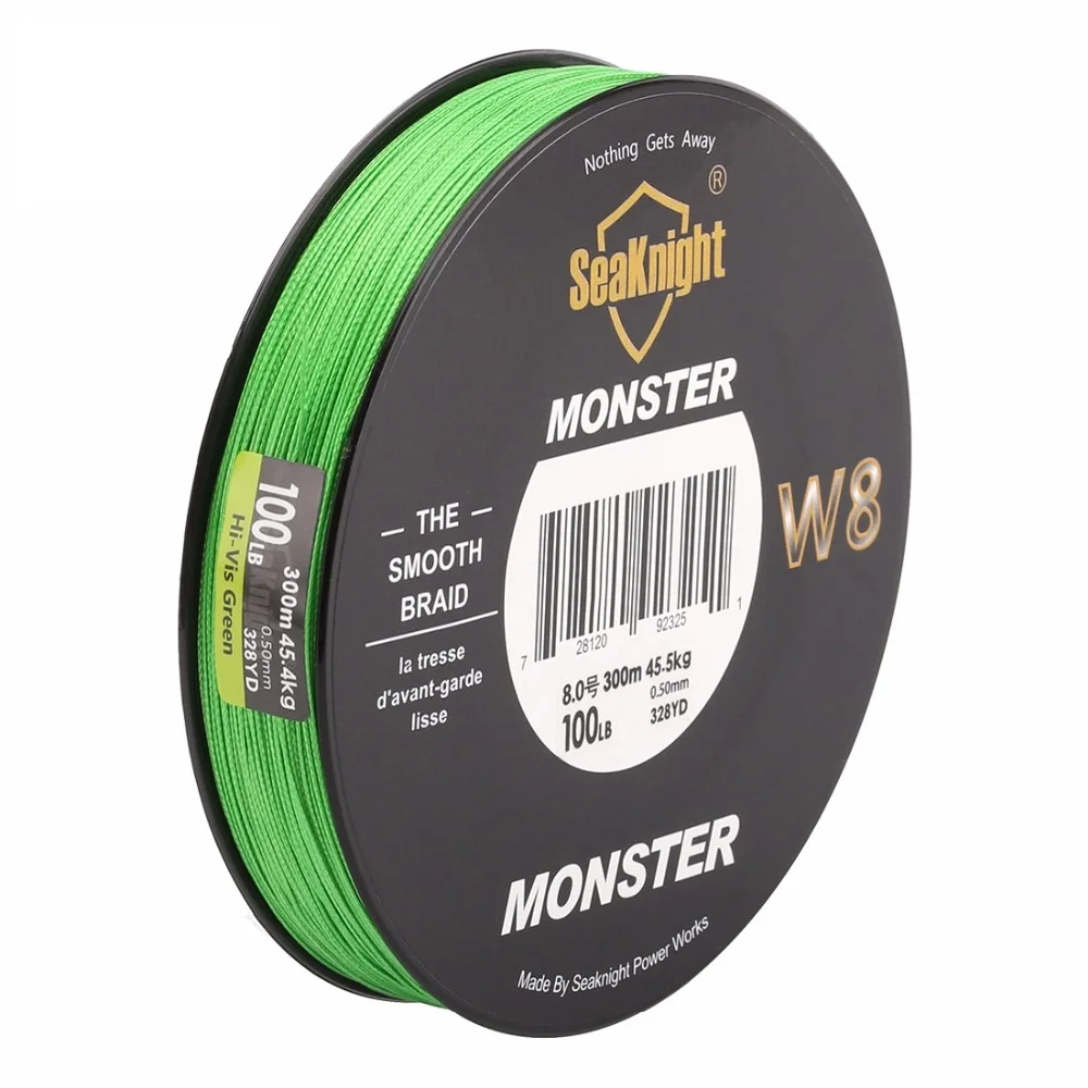 SeaKnight New Super Strong W8 Fishing Line 300M 8 Strands Weaves PE Braided Rope Multifilament 20LB 30LB 40LB 50LB 80LB 100L