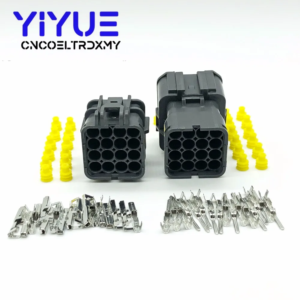 KET 5 Sets 16 Pin Female Male Waterproof Electrical Wire Connector Plug Auto Connectors (4)
