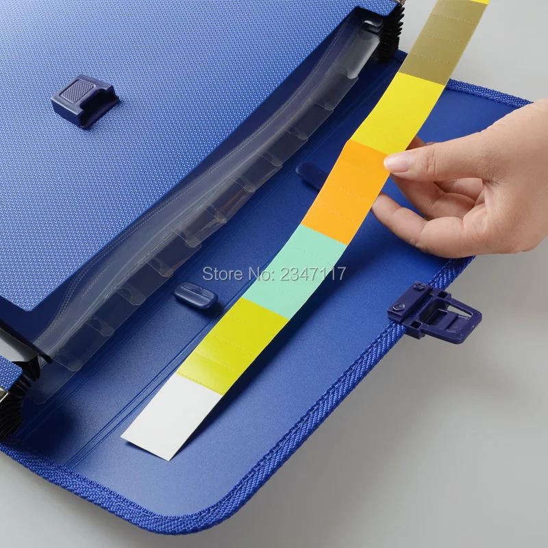A4 Waterproof Portable Folder 12 Case Accordion Bag Office Storage Bag Your Files Easy to Carry Blue File Folder Document