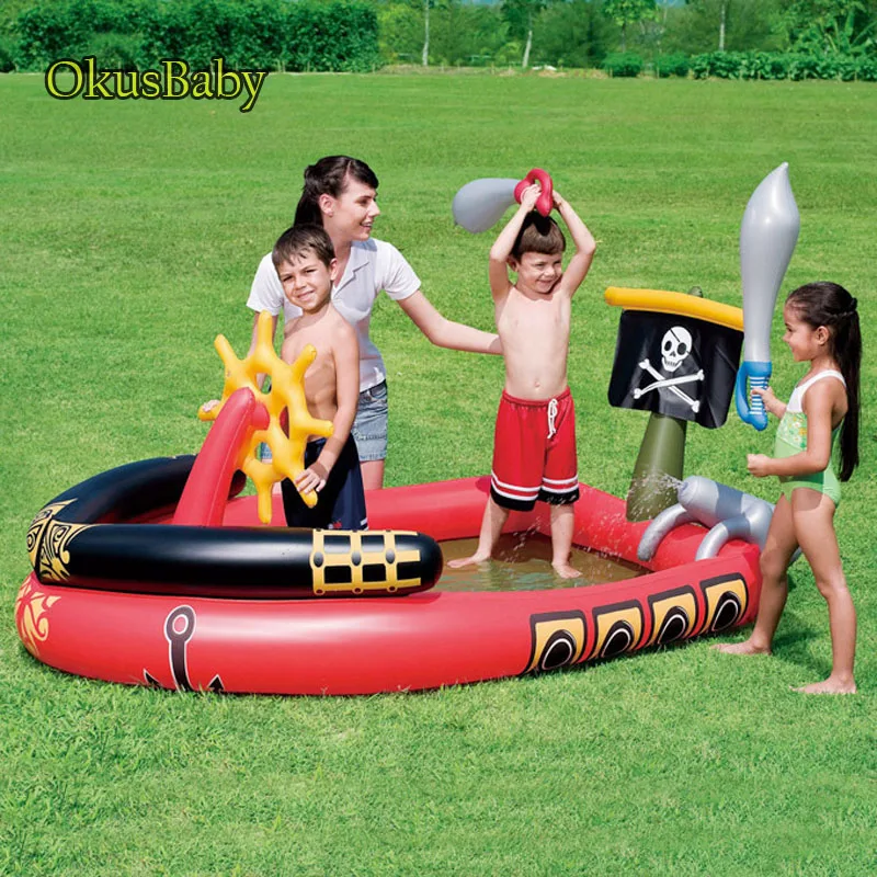  Summer Baby Fun Play Water Park Corsair Pools Spray Water inflatable Pirate Boat For Outdoor Garden