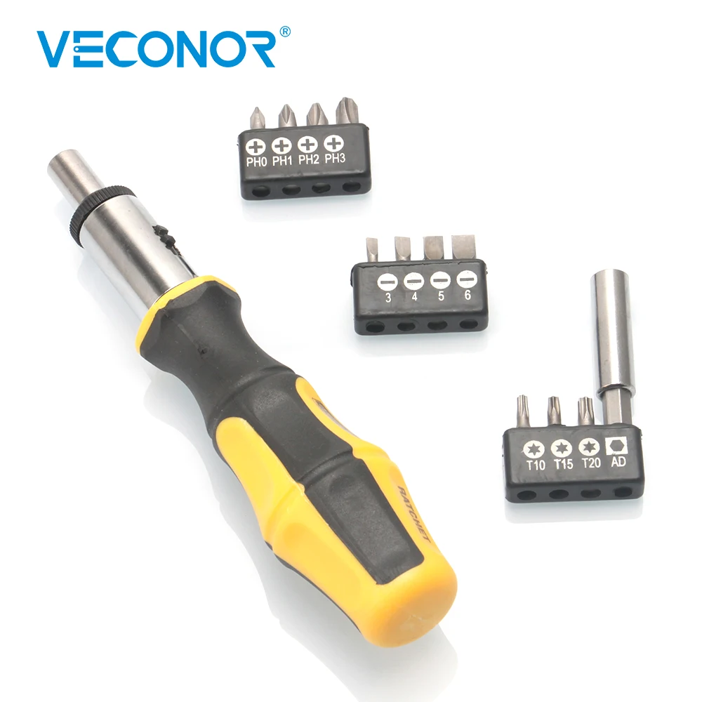 

Ratchet Precision Multifunctional Mini Magnetic Screwdriver Bit Holder Set Hex Phillips Slotted Head Multibit
