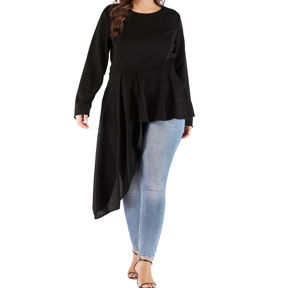 High Low Blouse Women Long Sleeve 