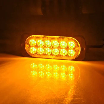 

1pcs Amber 12V-24V 12 LED Strobe Light Bar Car Truck Hazard Beacon Flash Warning