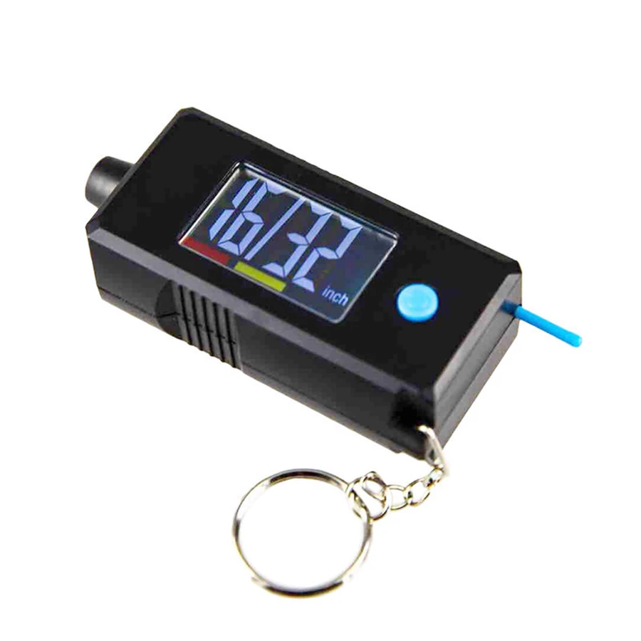 2 in 1 Mini Electronic Digital Display Tire Gauge Keychain Automobile High Precision Tread Depth