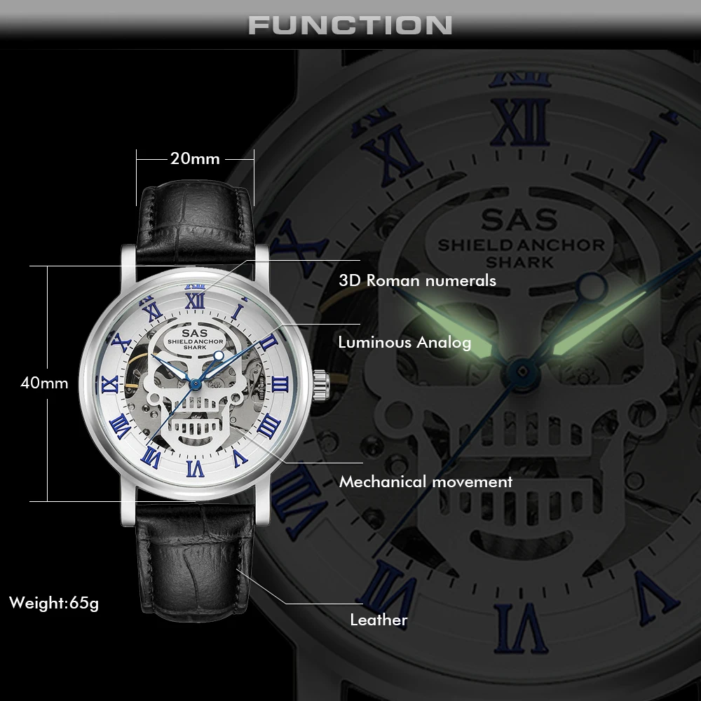 SAS Топ бренд класса люкс для мужчин s механические часы кожаный ремешок для мужчин Скелет наручные часы relogio masculino