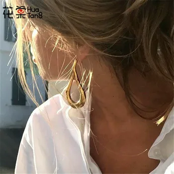 

HuaTang Punk Gold Silver Alloy Dangle Earrings for Women Pendant Drop Earring Geometric Circle Party Jewelry Brincos Pendientes