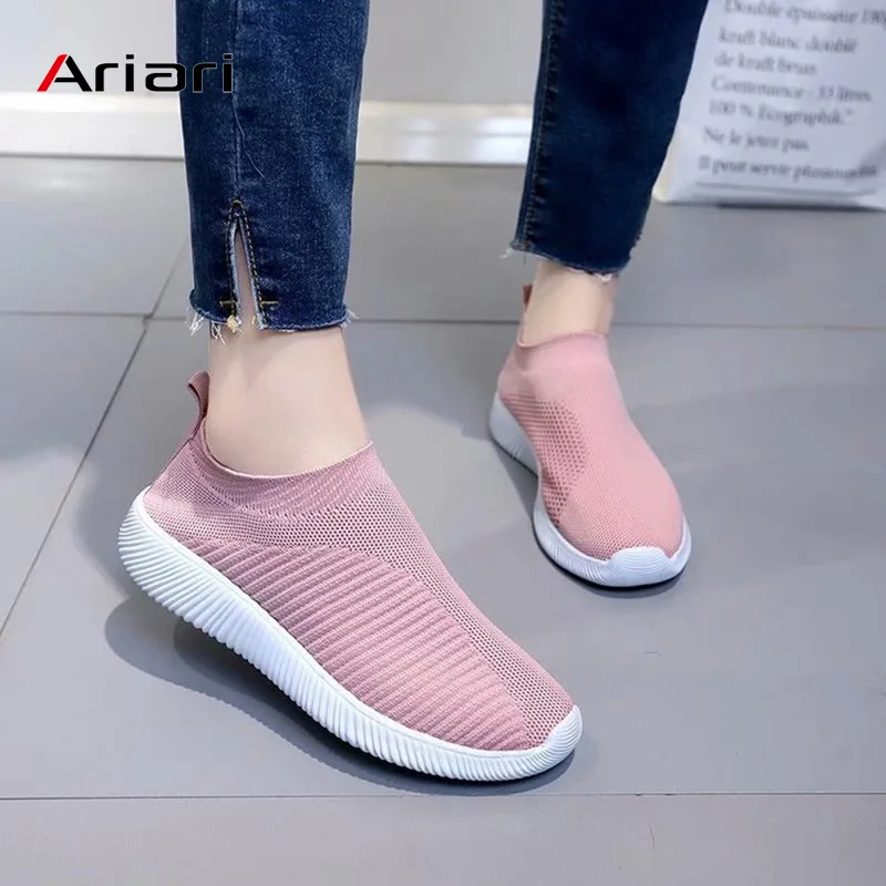 

Ariari Women Sneakers Breathable Mesh Casual Shoes Elastic Fabric Shoes Platform Shoes Vulcanized Shoe for Female