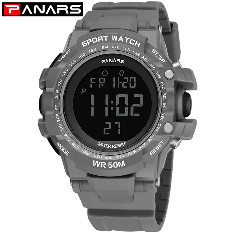 

PANARS High End Men And Women Sports Outdoor Sports Digital Luminous Waterproof LED Multi Function Unisex Electronic Watch #A