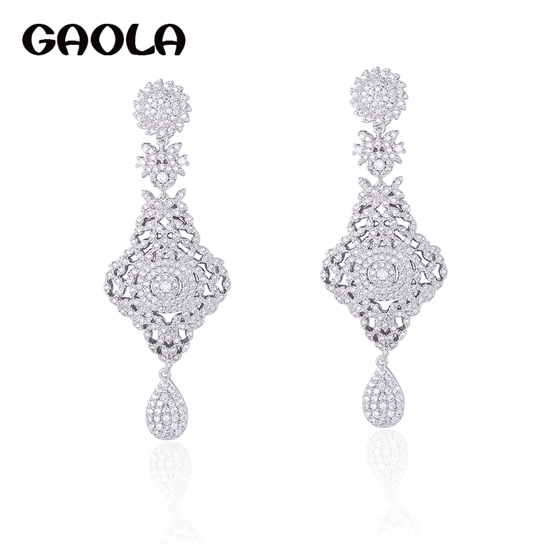 

GAOLA 2017 New AAA Cubic Zircon Bridal Jewelry Wedding Gift Plant Dangle Earrings Women Luxury Jewelry GLE5576Y