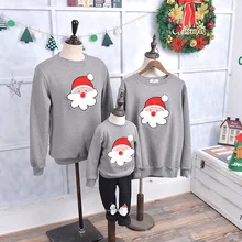 wholesale Family look matching pajamas mother daughter clothes winter plus thick velvet round neck clothing christmas sweater