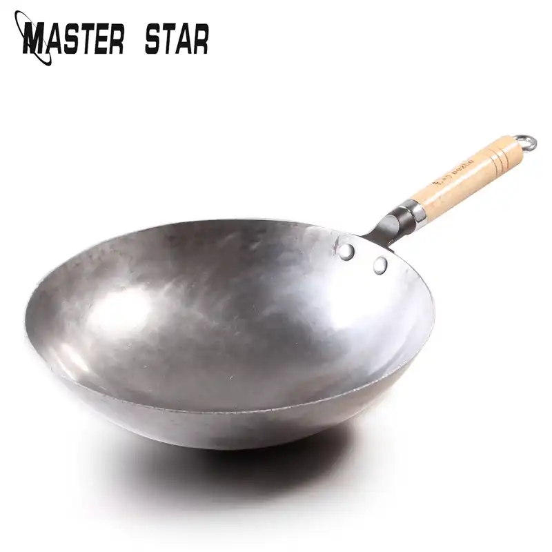 Master Star Chinese Traditional Iron Wok Handmade Large Carbon Steel