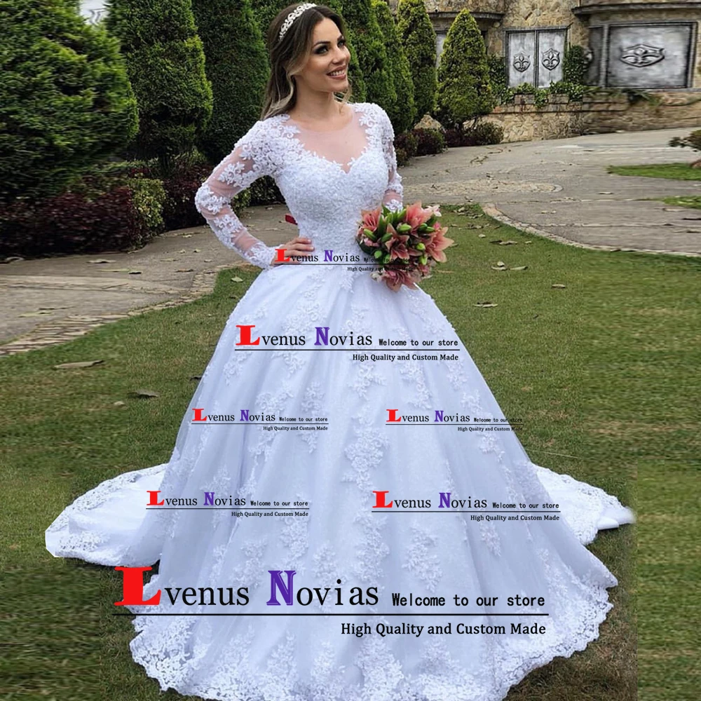 

Vestido Casamento Fashion Lace Long Sleeve Wedding Dress 2019 Ball Gown Wedding Dresses Robe de Mariee Bride Dress Vestido Noiva