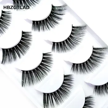 

HBZGTLAD NEW 5 pairs Real Mink Fake eyelashes 3D Natural False Eyelashes Mink Lashes Soft Eyelash Extension Makeup Kit Cilios