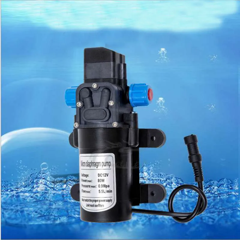 DC 12V 80W 5.5L/m Lift55m Diaphragm Water Pump Self priming Booster