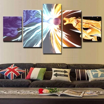

Decor Canvas Art Prints Wall Modular 5 Panel Cartoon Naruto Character Modern Frames For Paintings Picture Kids Room Poster