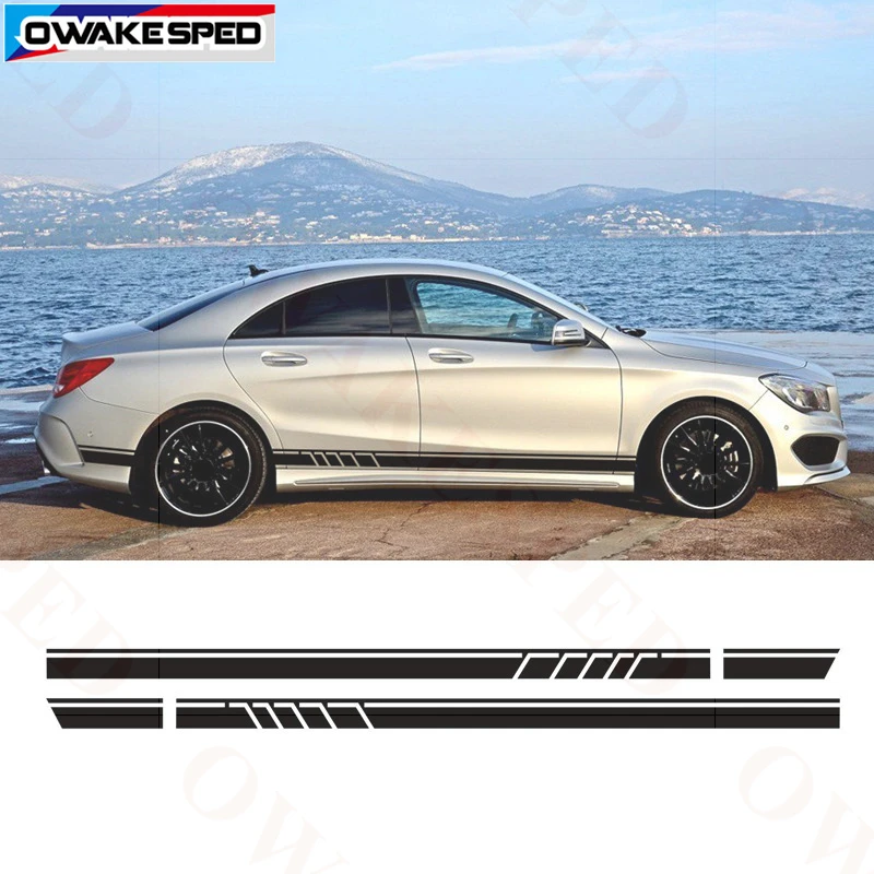 Sport Stripes Decal Car Door Side Decor Stickers For Mercedes-Benz CLA C117 AMG EDITION 4 MATIC 2013-2019 Auto Body Accessories (2)