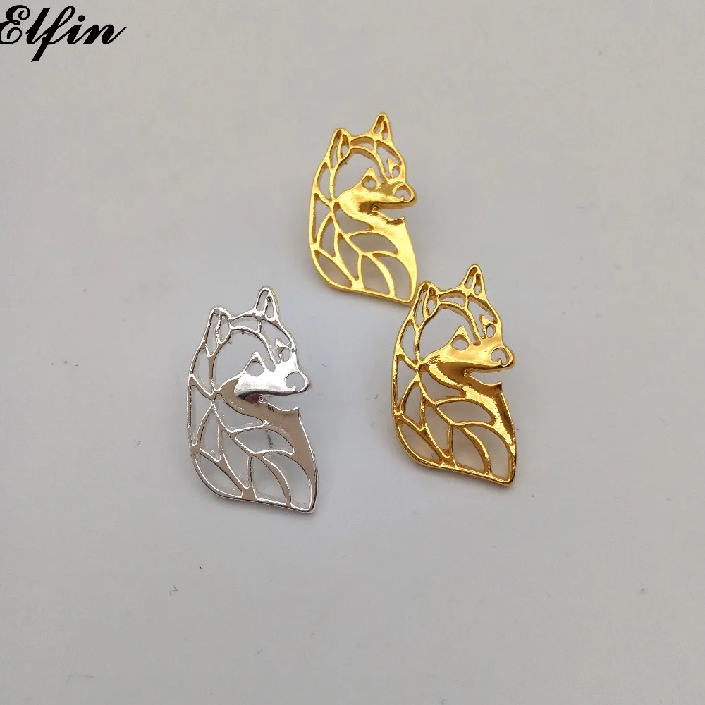 

Elfin Wholesale Hollow Siberian Husky Broches Gold Color Silver Color Best Dog Butterfly Clasp Brooch Jewelery Mouse Men's Gift
