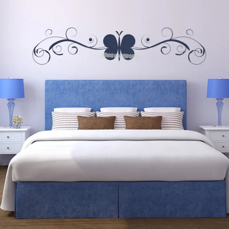 Butterfly Swirl Wall Sticker Bedside Headboard Wall Decals Home Decor