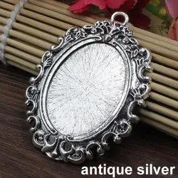 Vintage Oval Metal Bezel Settings for DIY Jewelry Making (30x40mm) - 2 Pack (Antique silver)