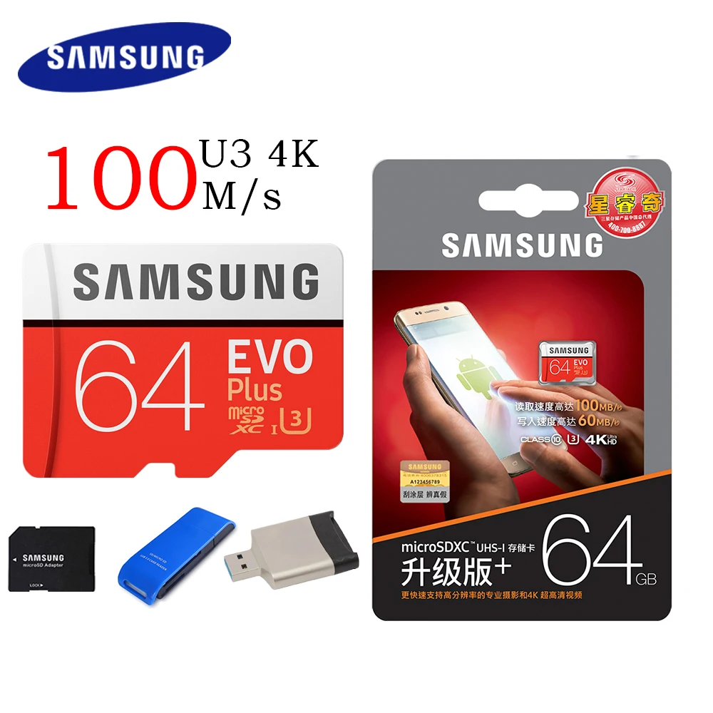 SAMSUNG Micro SD Card 128GB 64gb 32gb 256gb 100Mb s Class10 U3 Microsd Memory Card Flash