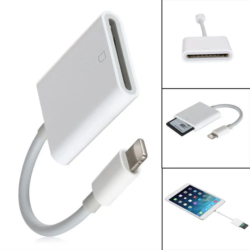 

Lightning to SD Card Camera Reader Adapter Compatible OTG Data Cable Digital Kit for iPad Mobile Phone Android IOS