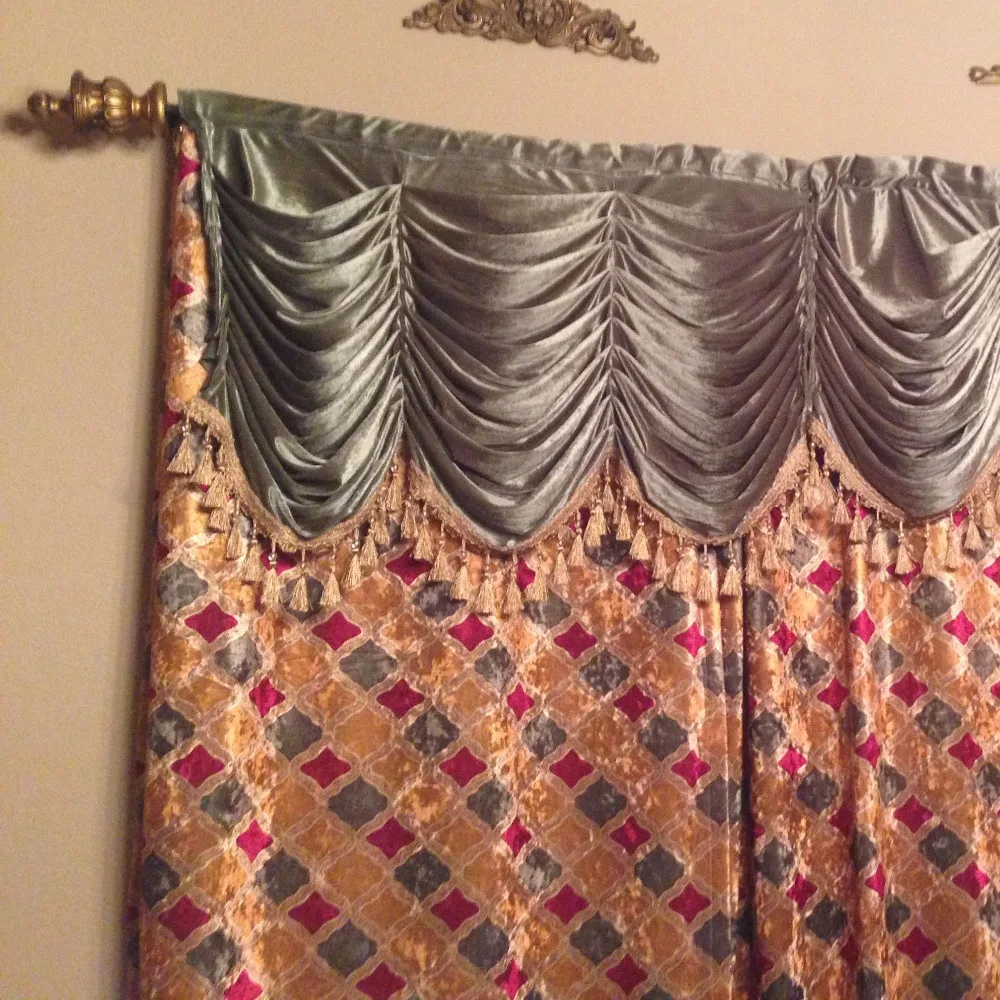 Custom Rod Stick pocket Valance Restaurant Curtain Contracted wind