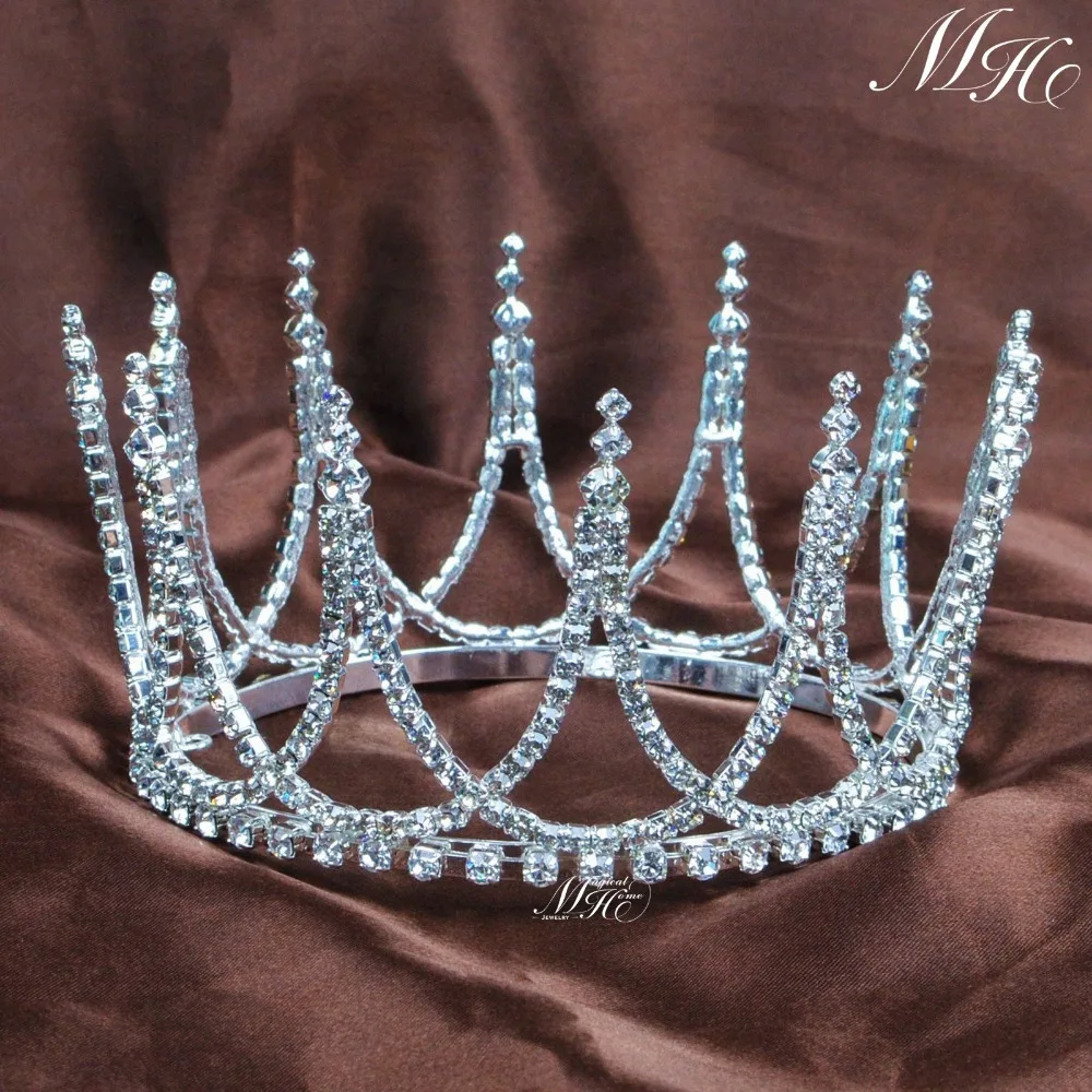 Elegant Small Tiaras Round Crowns Wedding Bridal Handmade Rhinestones