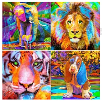 

5d diy diamond embroidery pattern painting cross stitch full drill resin square/round rhinestones mosaic Colorful animals decor