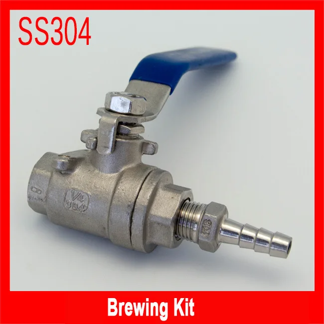 Stainess Steel Brewing Kit, 1/4 Two Pieces Ball Valve with 1/4" x 10mm