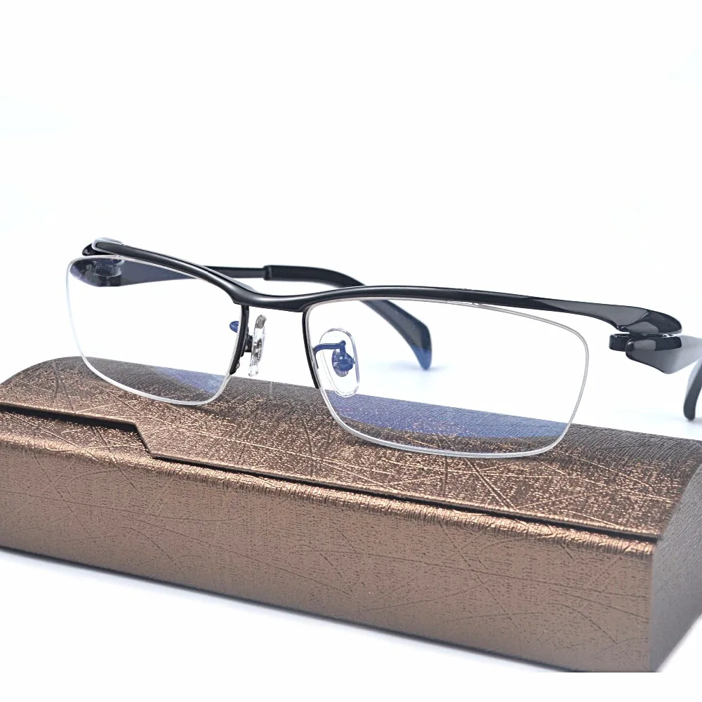 

MINCL/Brand Pure Titanium Ultra Light Tint Glass Men Stylish Eye Glasses Frame Diamond Trimmed clear Lenses Men Eyeglasses FML