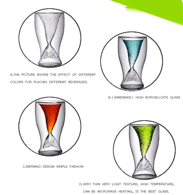 Creative Designer Mermaid Shape Glass Party Transparent Champagne Cocktails Wine Cup Doomed Drinkware for Bar Party Crystal Cup