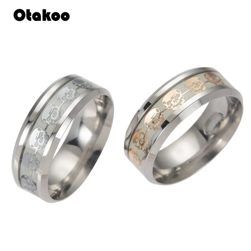 Otakoo 1 шт. светящиеся кольца с черепом для мужчин золото серебро светится в темноте
