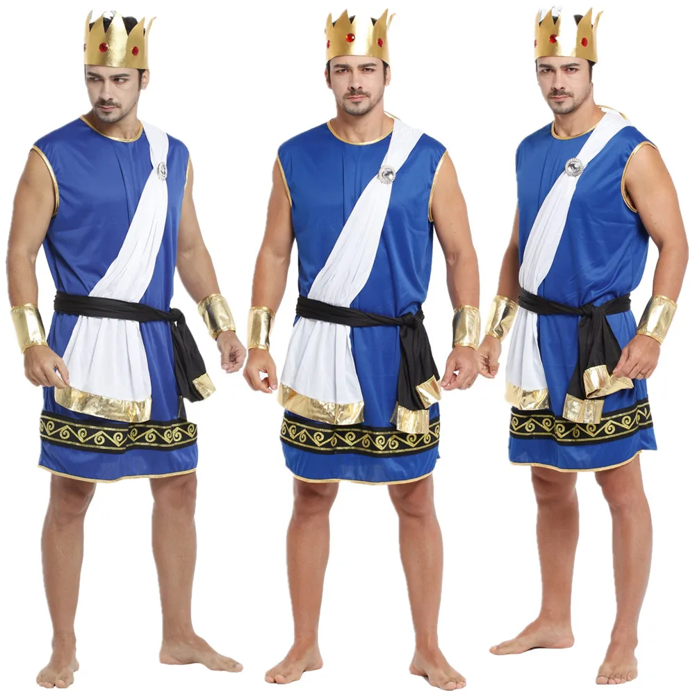 Новый взрослый человек Zeus костюмы мужской COS маскарадный костюм Древняя Греция король косплэй одежда для карнавала Хэллоуин Рождество