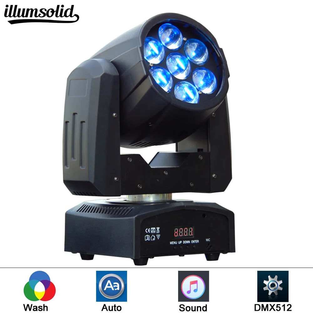 

7pcs 12w 4in1 RGBW LED Zoom Stage Light Moving Head Beam Party Light DMX-512 Led Dj Christmas DMX Disco Light
