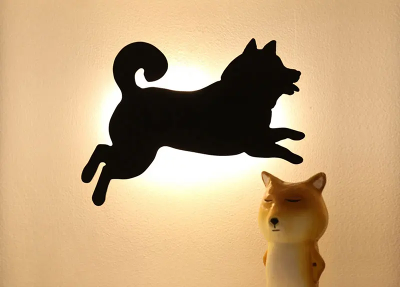 Light and Voice Sensor LED Dog Night Light Cute Cat Night Lamp Baby Nursery Lamp Battery Powered Wall Lamp For Home Decoration (7)