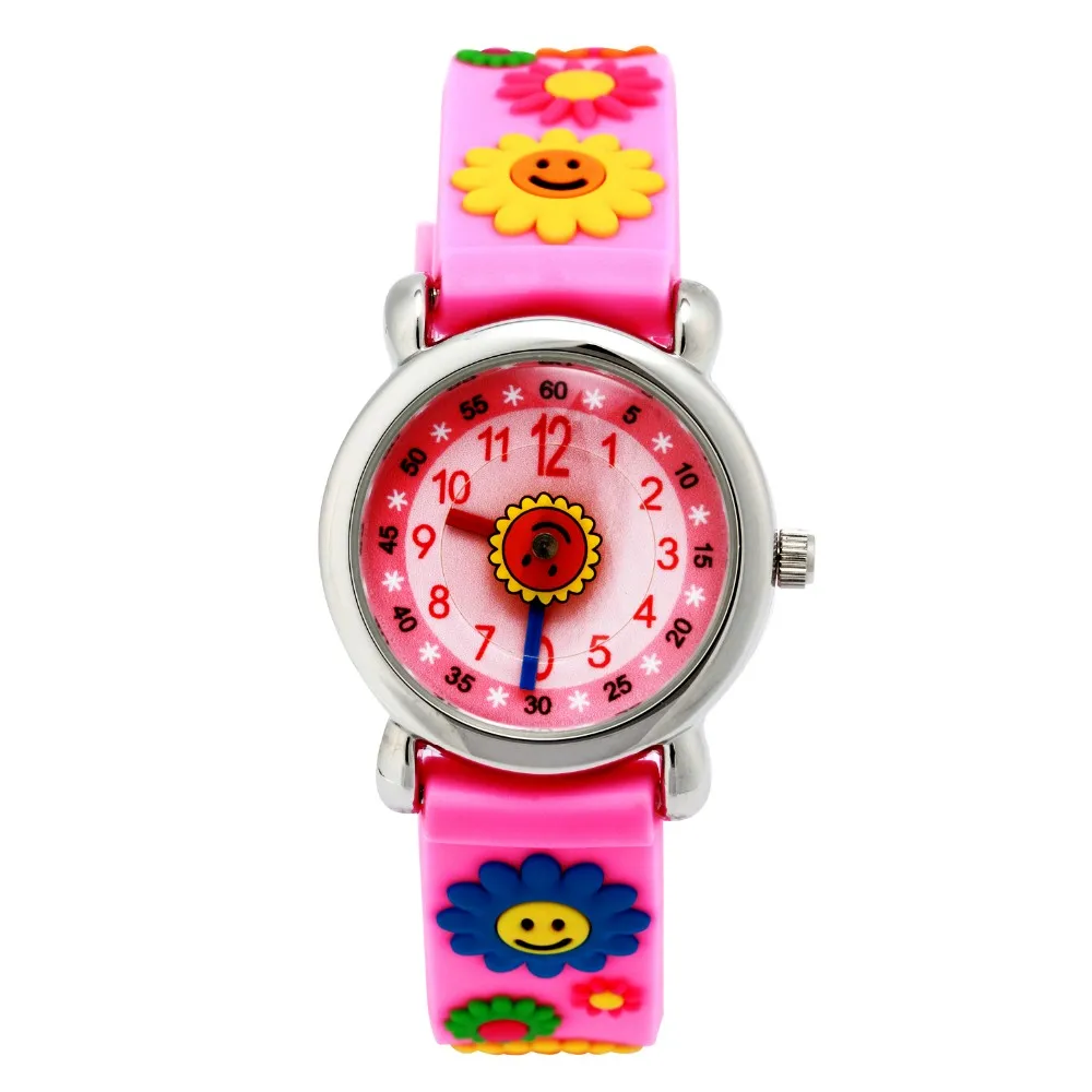 Мода подсолнечника кварцевые часы, горячие продажи с объемным рисунком наручные часы