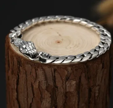 Настоящий 925 серебряный мужской браслет мужские браслеты браслет со змеей 8 мм 20 см