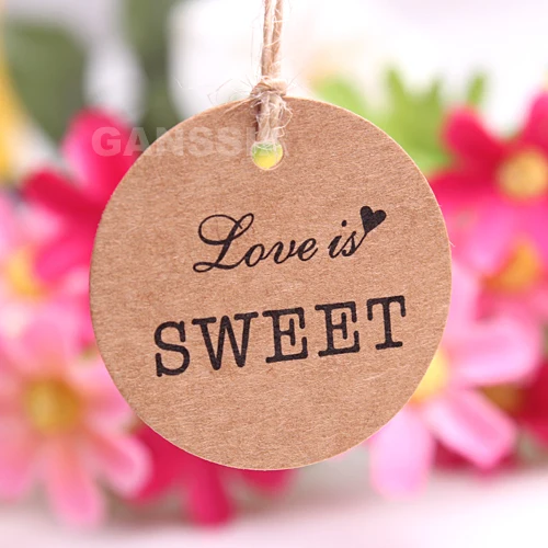 200 шт./лот(с шнуры) диаметр 3,5 см Love is сладкий серии подарок Hangtags крафт-бумага украшения тег вечерние закладки поставки(ss-1466