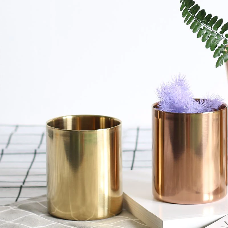 

INS Nordic Style Brass Gold Vase Stainless Steel Flower Vase Storage Container Organizer Pen Holder Cup Desk Ornament Home Decor