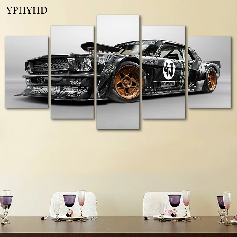 YPHYHD Современный домашний декор 5 шт. Ford Mustang машина RTR холст художественный Принт плакат фоторамки модульные настенные картины искусство
