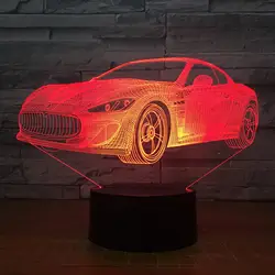 Мода автомобили 3d Night Lights Главная Подарки Детские Спальня семь Цвет декоративные огни Рождественские украшения 3d лампа